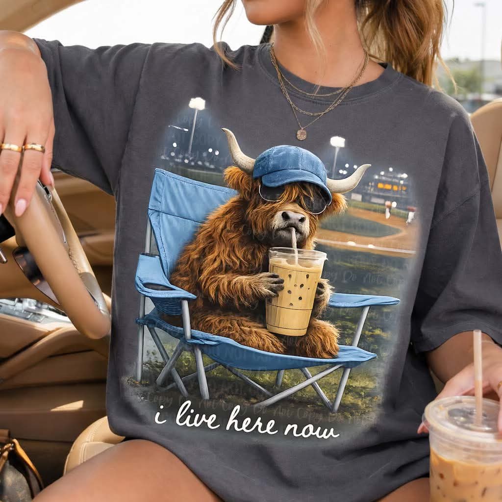 baseball cow i live here now tee