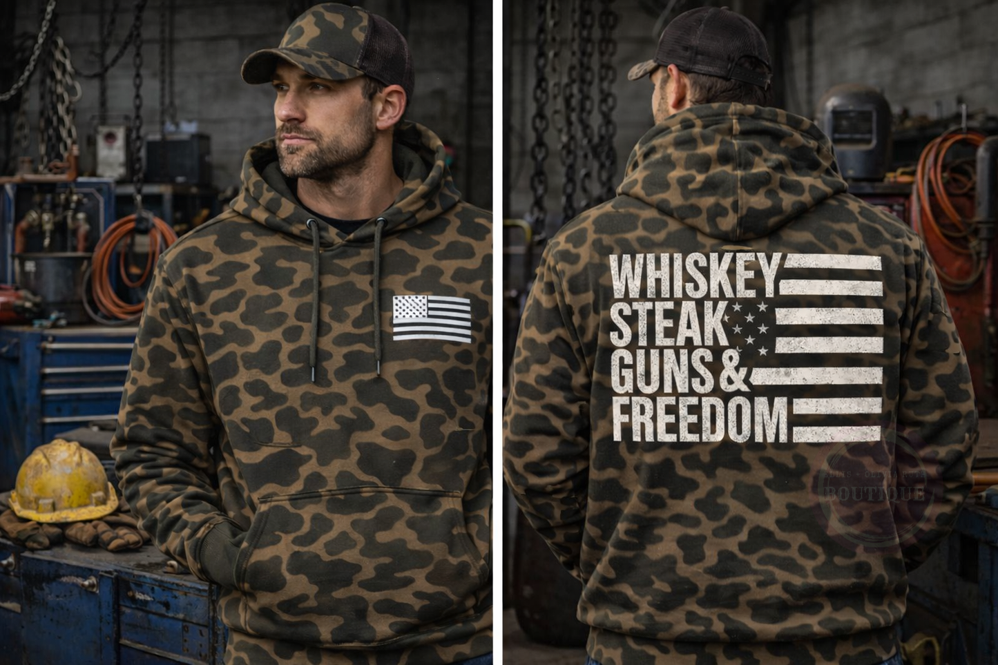 Whiskey steak guns freedom hoodie