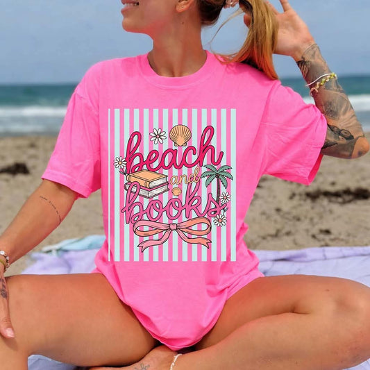 Beach & books tee